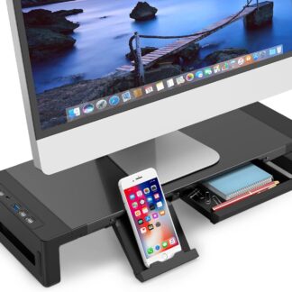 EAYHM モニター台 USB2.03.0 机上台 USBTYPE-C充電付き PCスタンド スチール製 耐荷重30kg