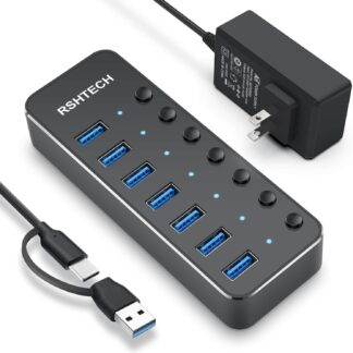 RSHTECH USBハブ 3.0 電源付き 7ポート